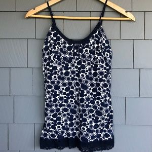 AEO Navy Polk Dot Camisole w/Lace Details Size M